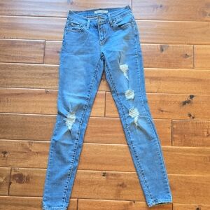 Levi's Light Blue Distressed Skinny Jeans
